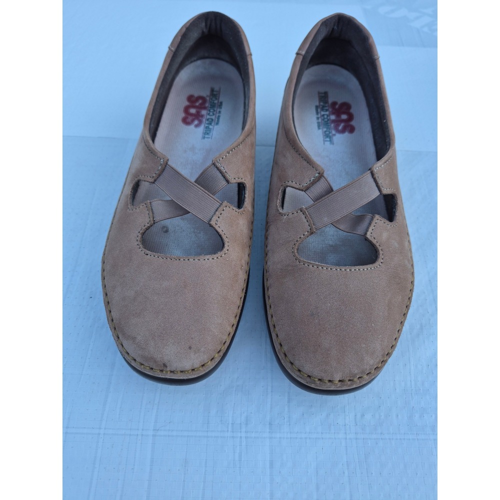 SAS Tripad Crissy Womens 9 M Nubuck Leather Elastic Cross Strap Loafers USA